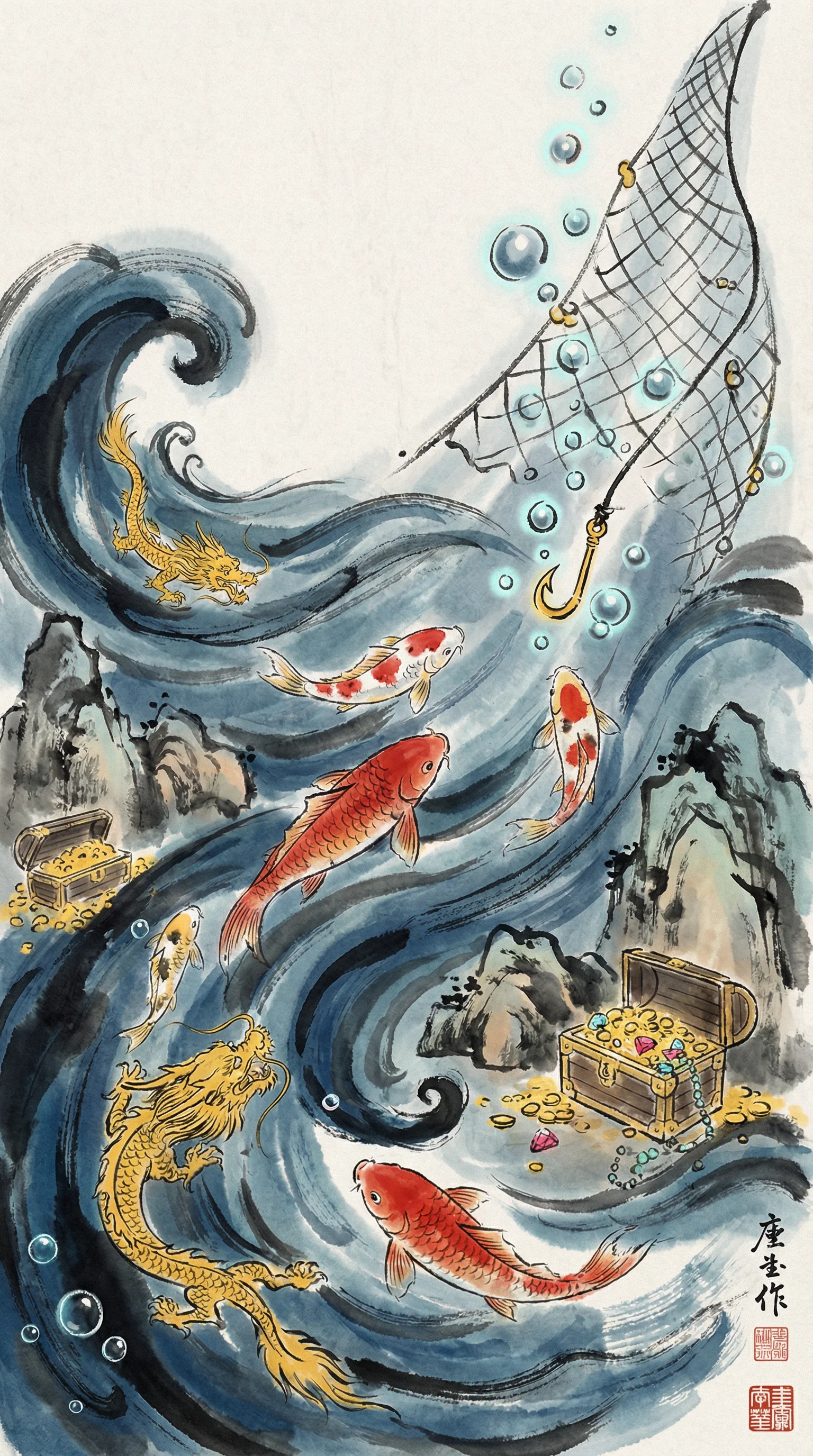 捕鱼达人水墨海底世界画面